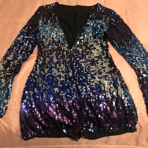 Long sleeve sparkly romper